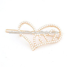 New arrival fashion delicate cute faux pearl heart in heart hairpin